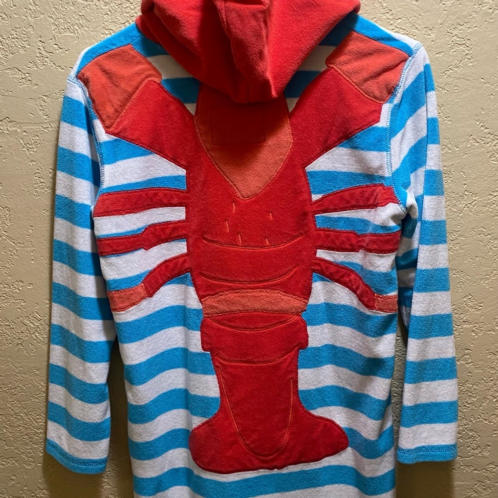 Mini Boden Lobster Terry Cloth Swim Hoodie Cover Up Dress Size: 11-12 - Picture 5 of 5